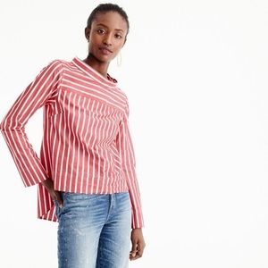 Jcrew high low striped top with button detail 100% cotton